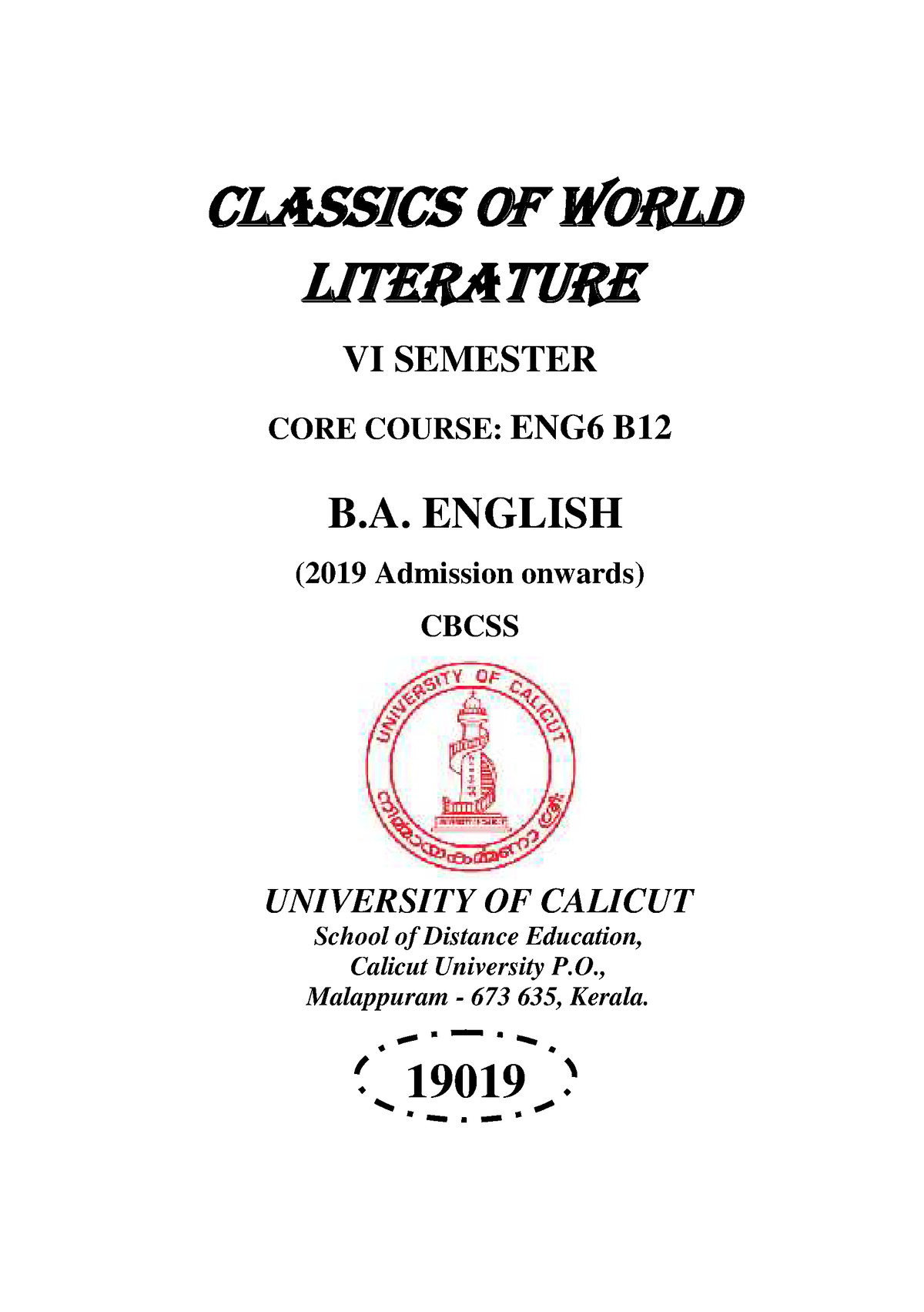 Slm Eng Classics Of World Literature Classics Of World Literature Vi