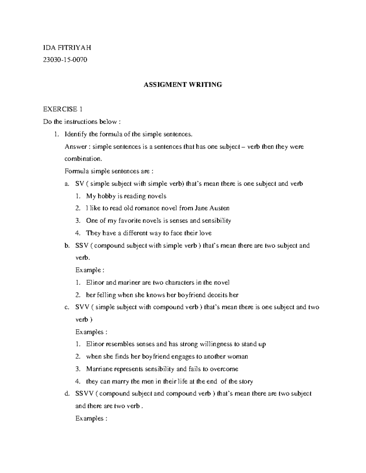 IDA Fitriyah 3 - An assignment of Writing - IDA FITRIYAH 23030-15 ...