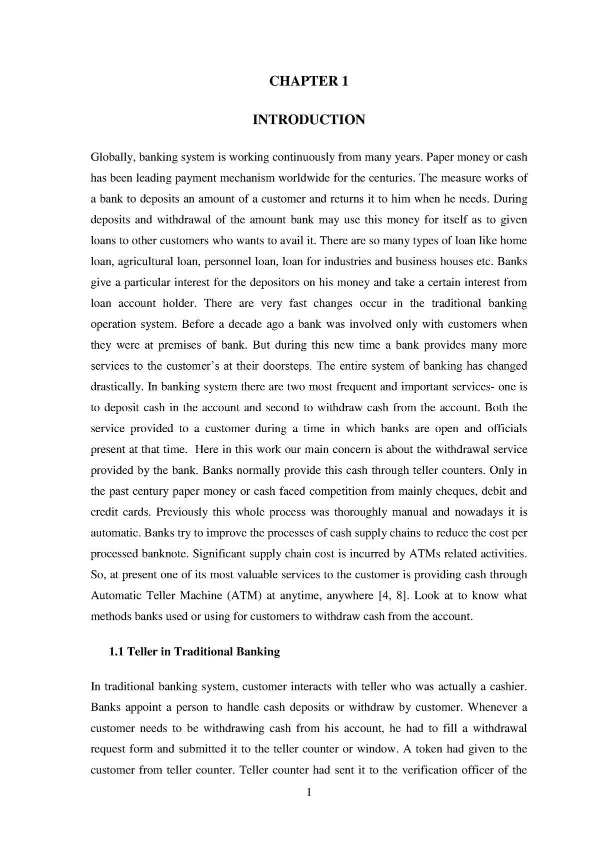 Automated Teller Machines ATM - CHAPTER 1 INTRODUCTION Globally ...