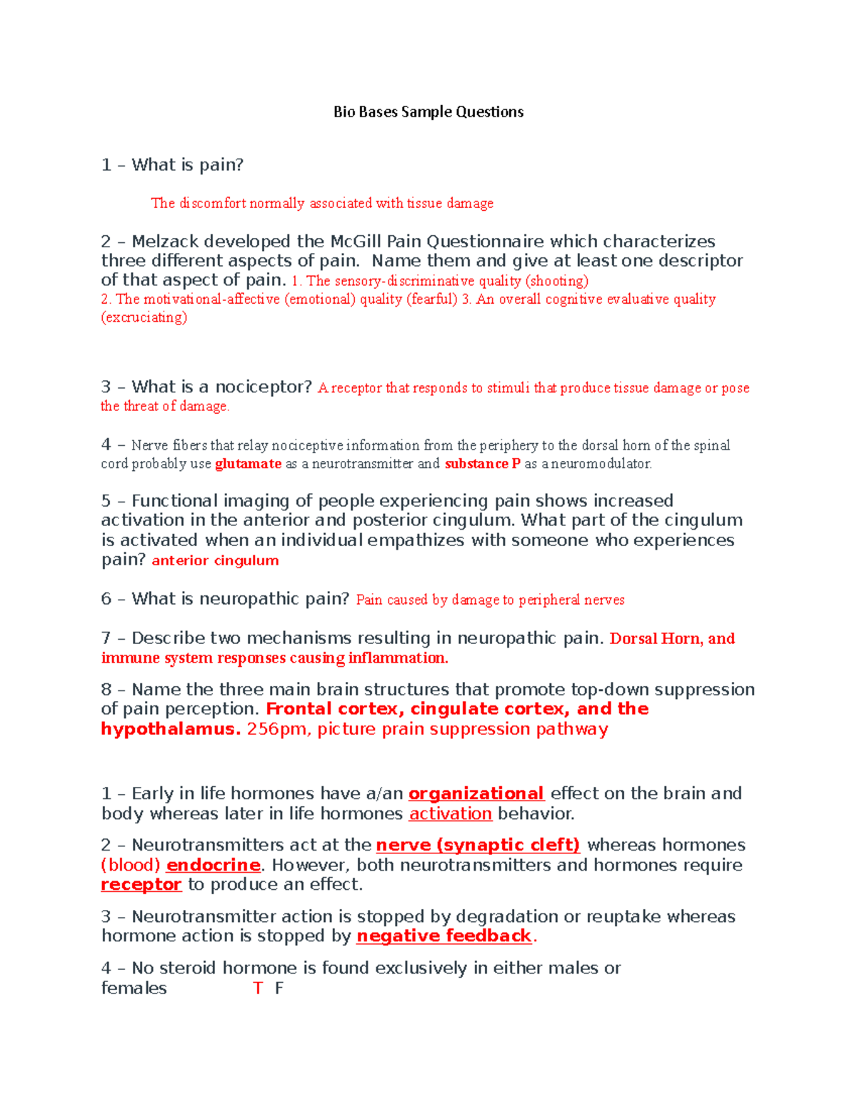 Bio Bases Sample Questions - Name them and give at least one descriptor ...