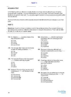 LC - test 3 - Toeic - GO ON TO THE NEXT PAGE ~ TEST 3 49 I ####### 4 ...