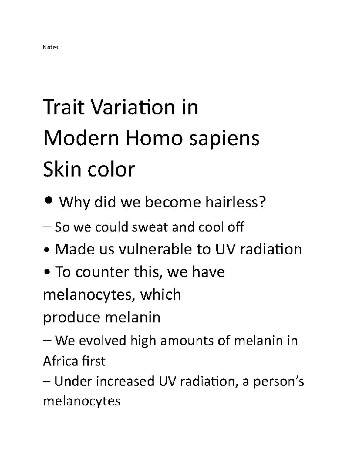 Document 135 - homo sapiens - Notes Trait Variation in Modern Homo ...