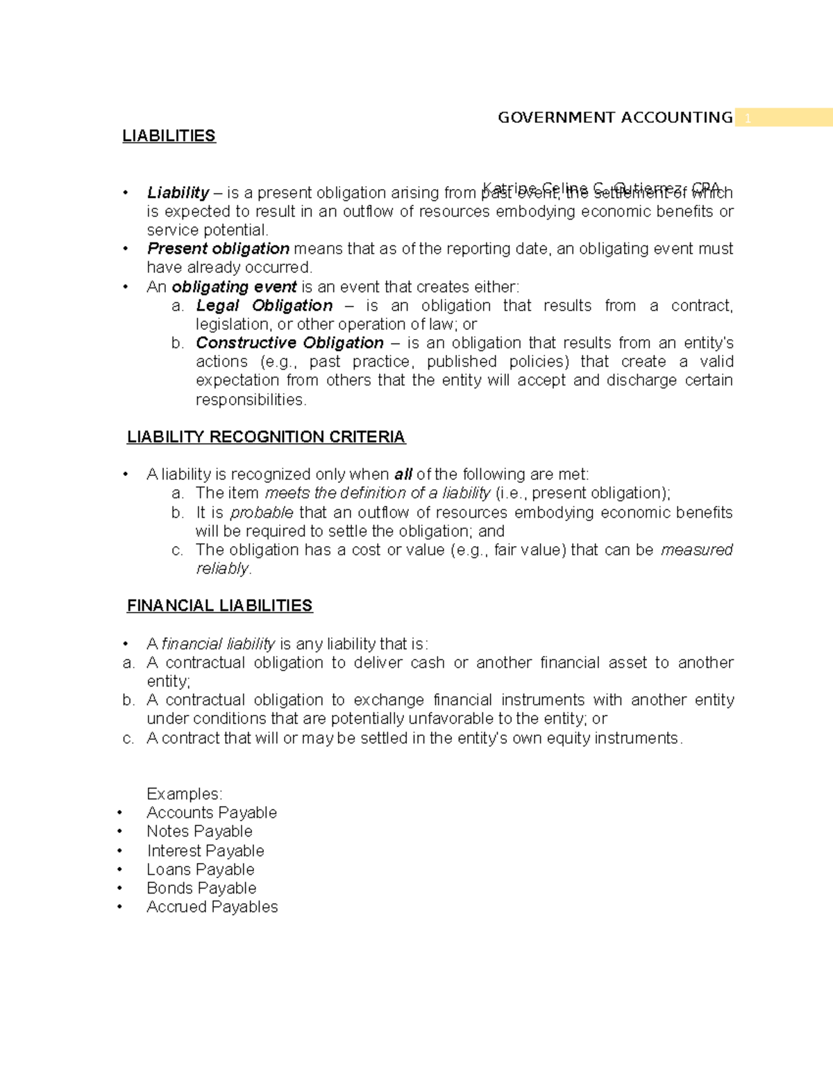 Module-1-Liabilities - LIABILITIES Liability – is a present obligation ...