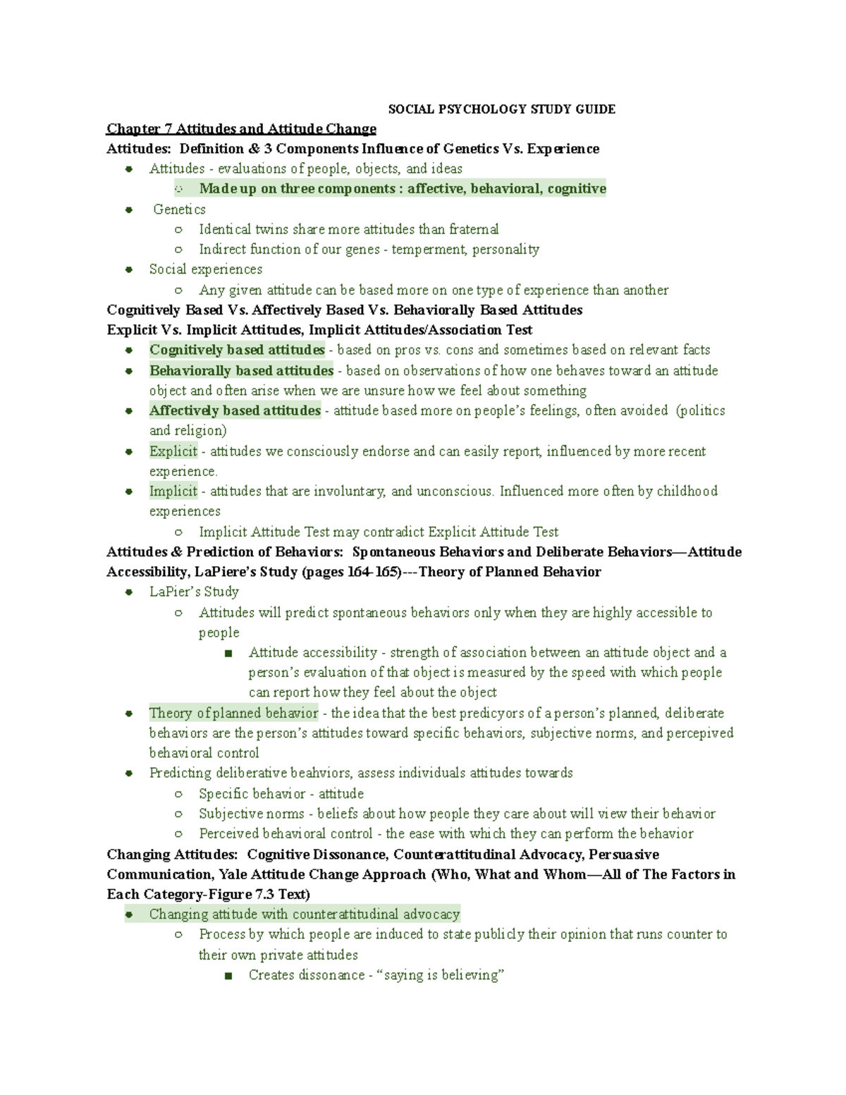 Social Psychology Notes and Study Guide - SOCIAL PSYCHOLOGY STUDY GUIDE ...