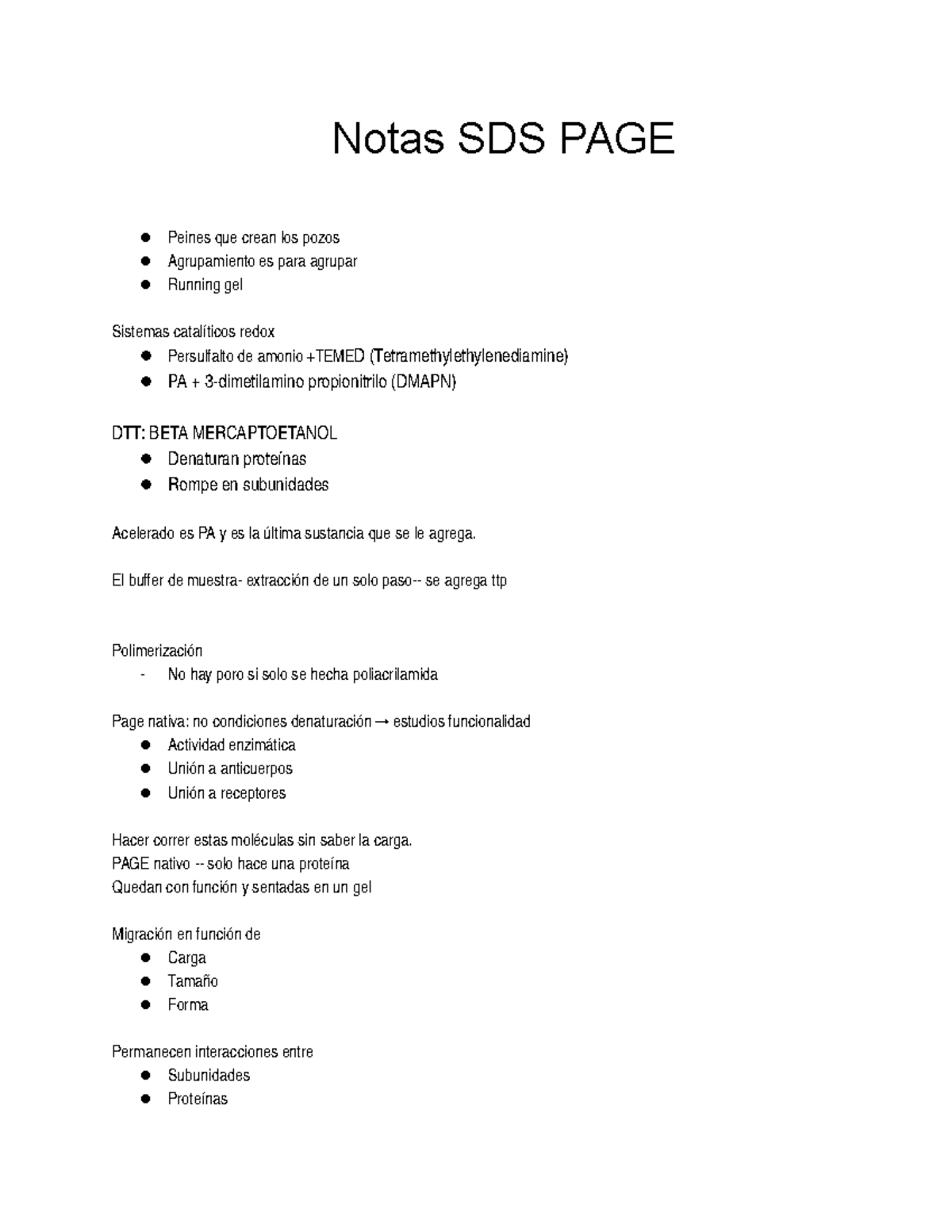 Notas de SDS PAGE - Notas SDS PAGE Peines que crean los pozos ...