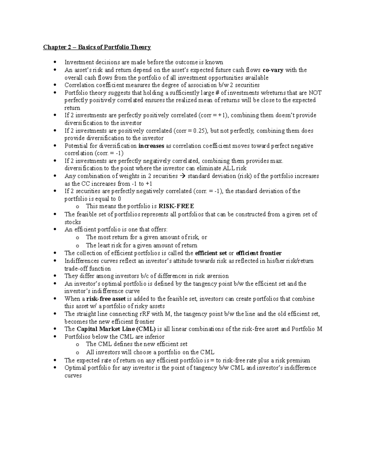 Chapter 2 - Basics Of Portfolio Theory - Chapter 2 – Basics Of ...