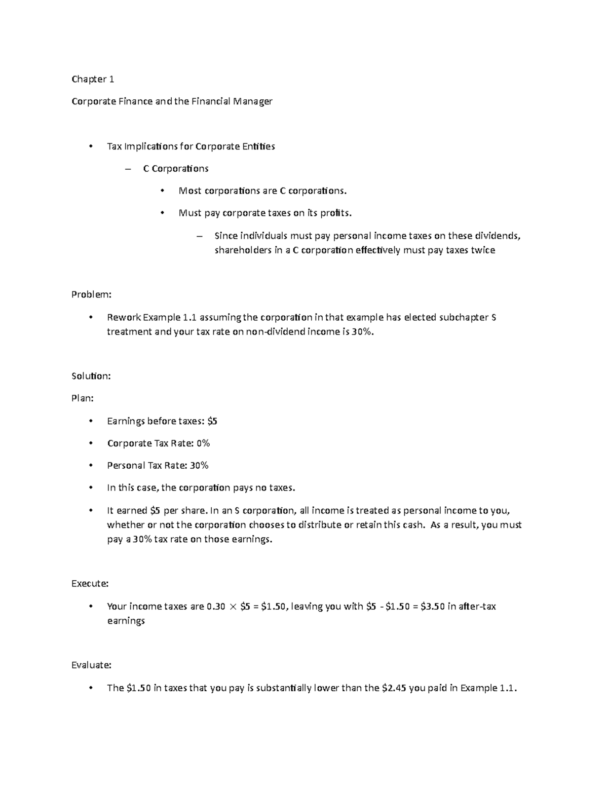Lecture Notes 1e - Chapter 1 Corporate Finance and the Financial ...