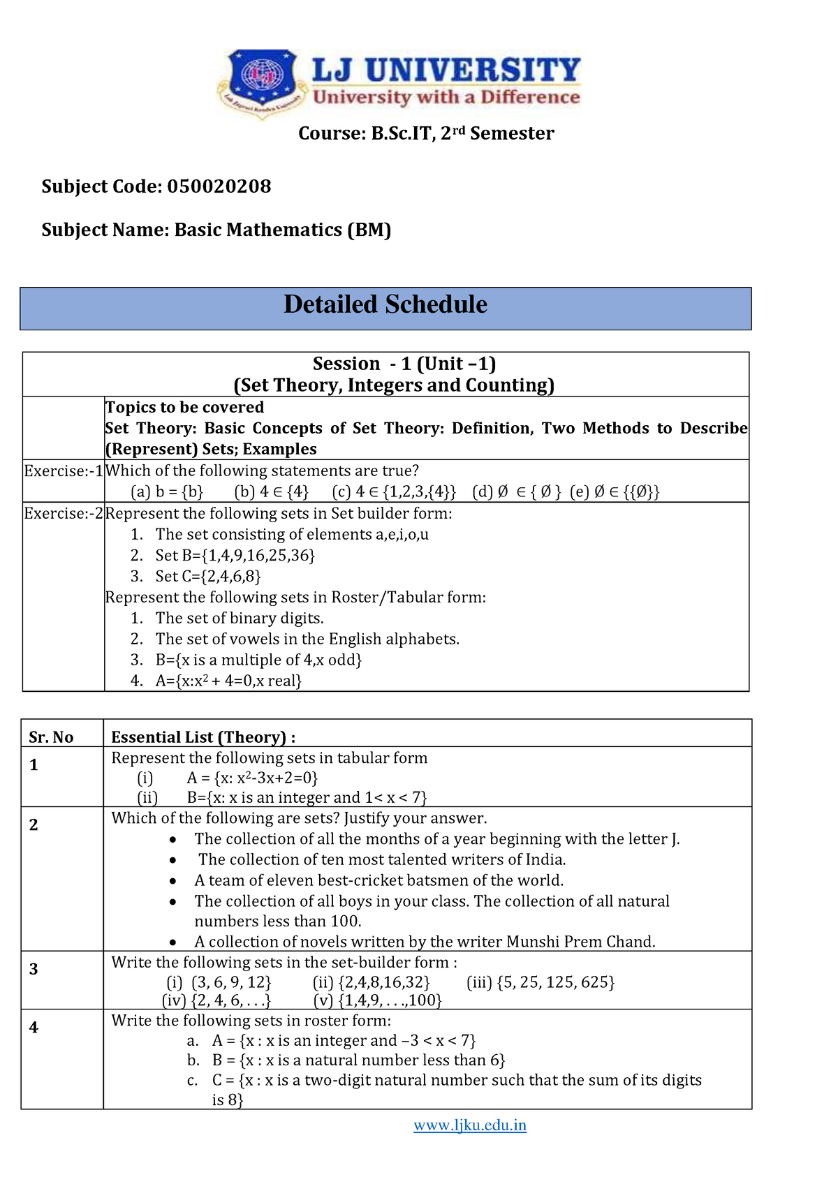 B.Sc - Course: B.Sc, 2rd Semester Subject Code: 050020208 Subject Name ...