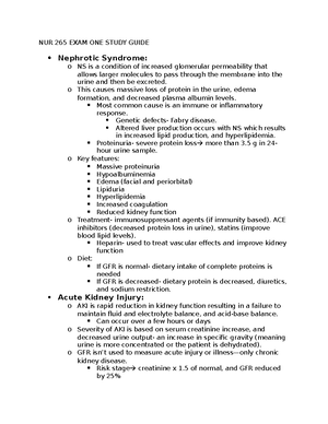 NUR 265 Exam 2 Review - Advance nursing - Review s/s for pulmonary ...