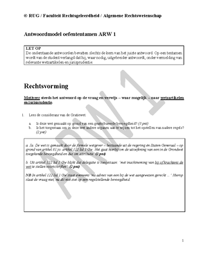 Algemene Rechtswetenschap 1 - RGPAR110AD - RUG - Studeersnel