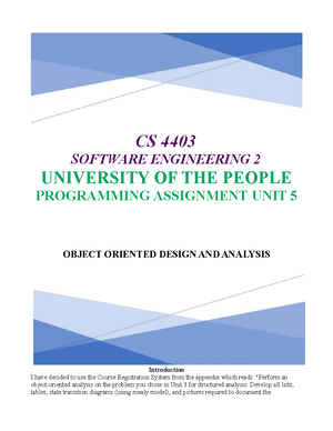 CS 4403 Programming Assignment Unit 5 - University Of The People CS4403 ...