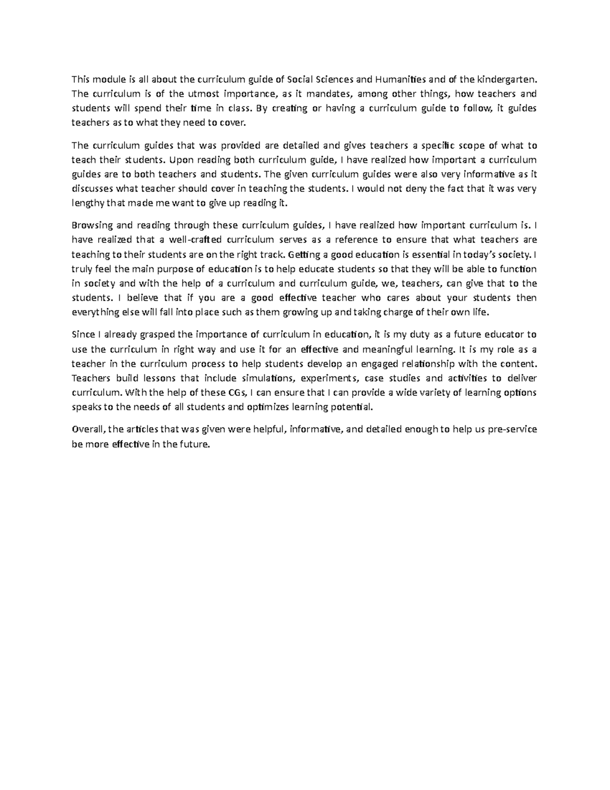 Humanities AND Social Sciences Curriculum This module is all about