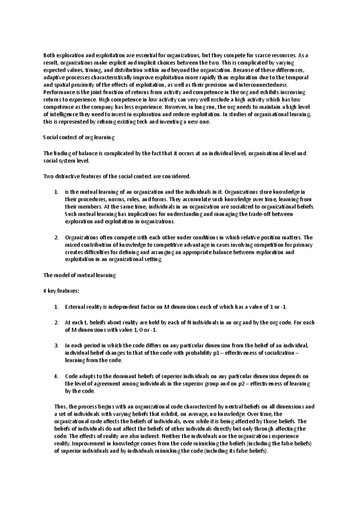 March 1991 summary - Both exploration and exploitation are essential ...