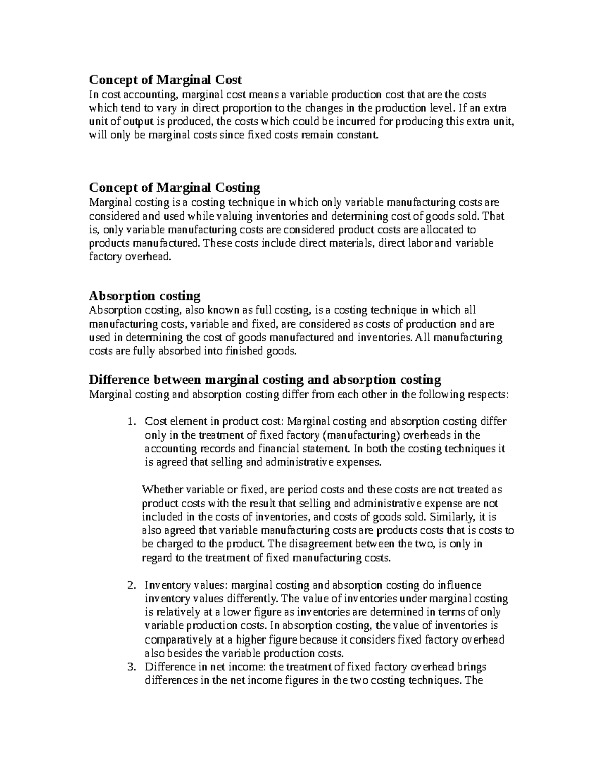 Marginal Costing - ZDFGGHKLKJHGF - Concept of Marginal Cost In cost