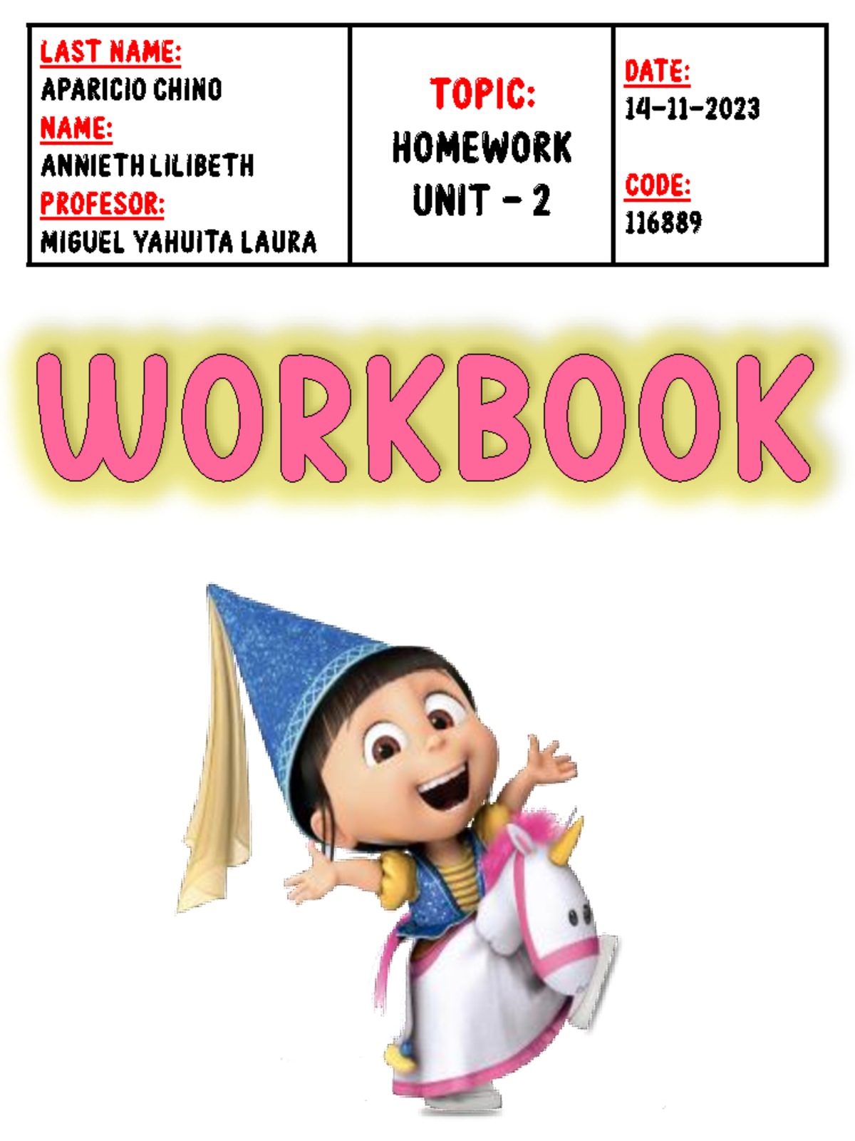 Workbook UNIT 2 - WORBOOK UNIT 2 - Inglés I - Studocu