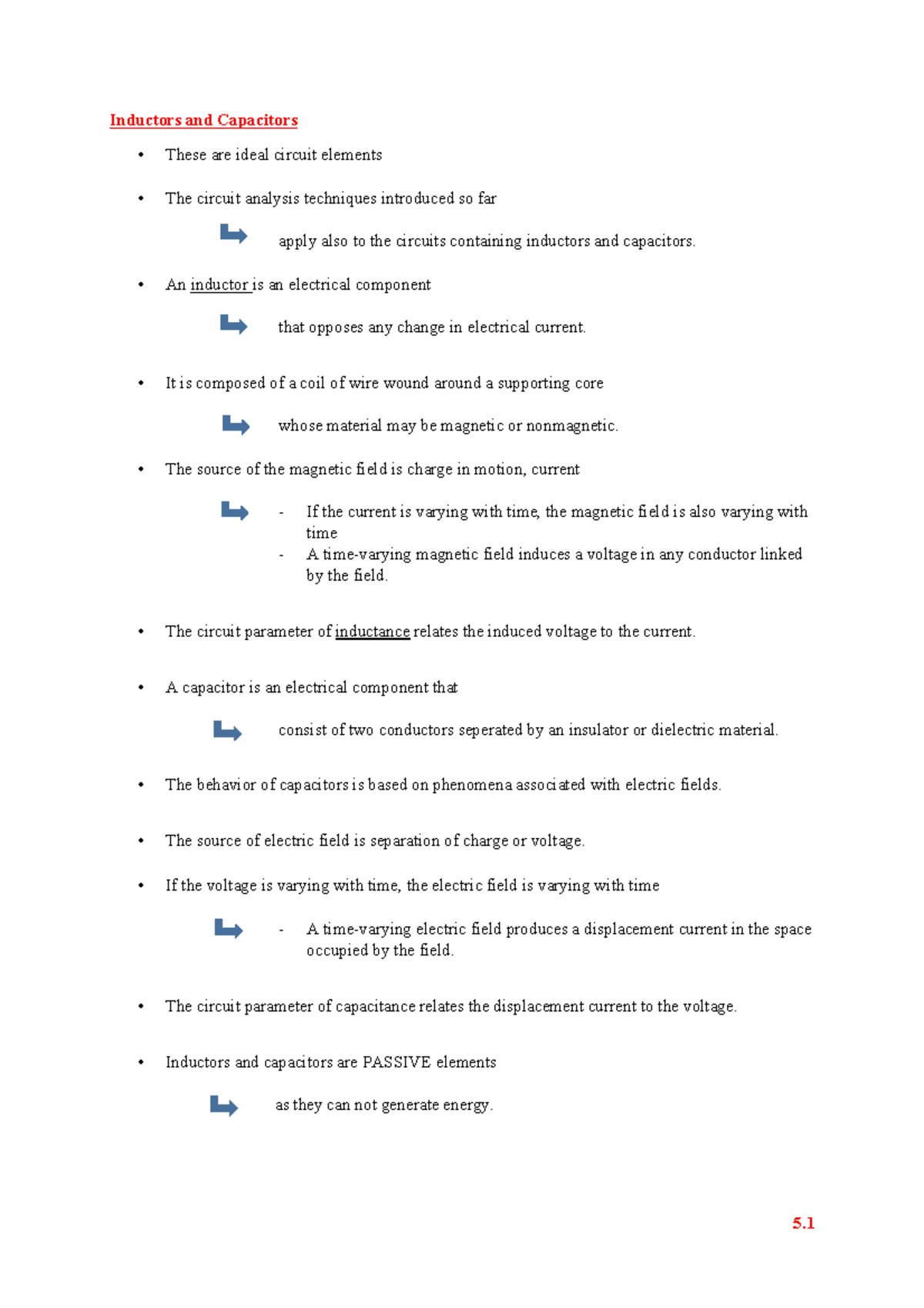 Lecture Notes-05 - Inductors and Capacitors • These are ideal circuit ...