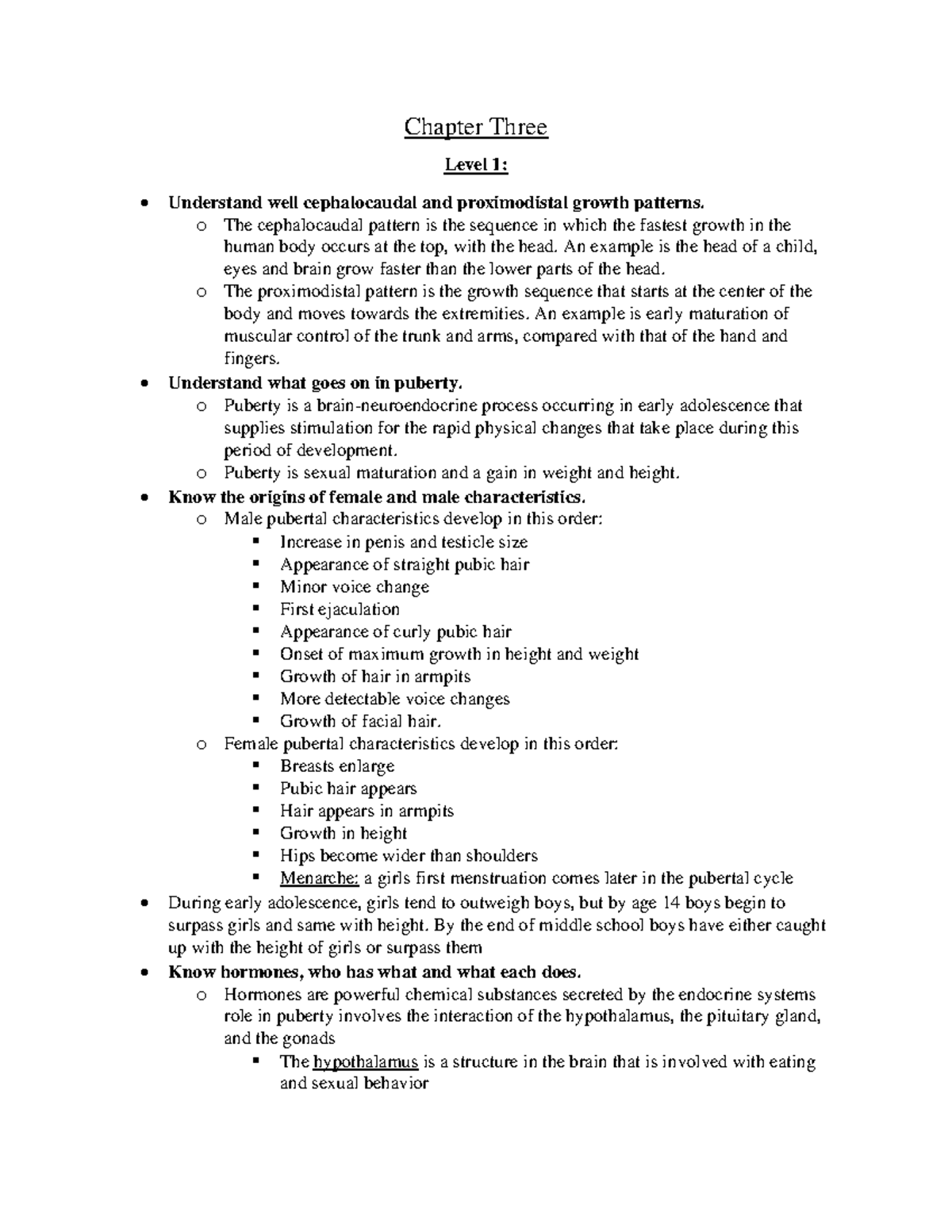 Lifespan Development Exam 3 Study Guide - Chapter Three Level 1 ...