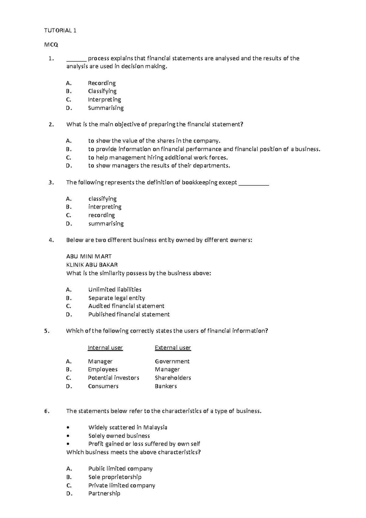 Document 3 Tutorial on journal entry TUTORIAL 1 MCQ ______ process