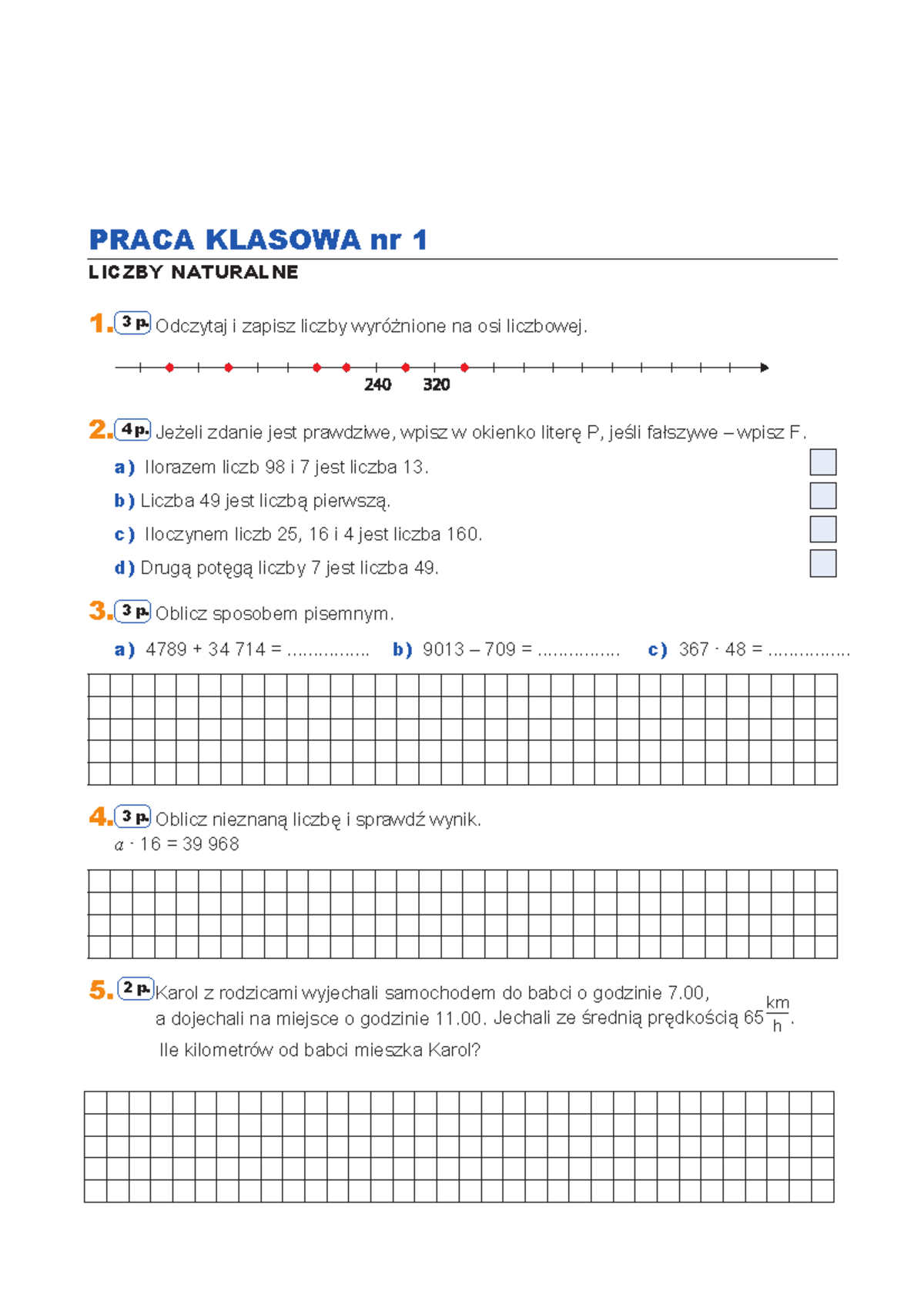 Wwwpraca-klasowanr 1kl5liczbynaturalne-1476690429 - PRACA KLASOWA nr 1