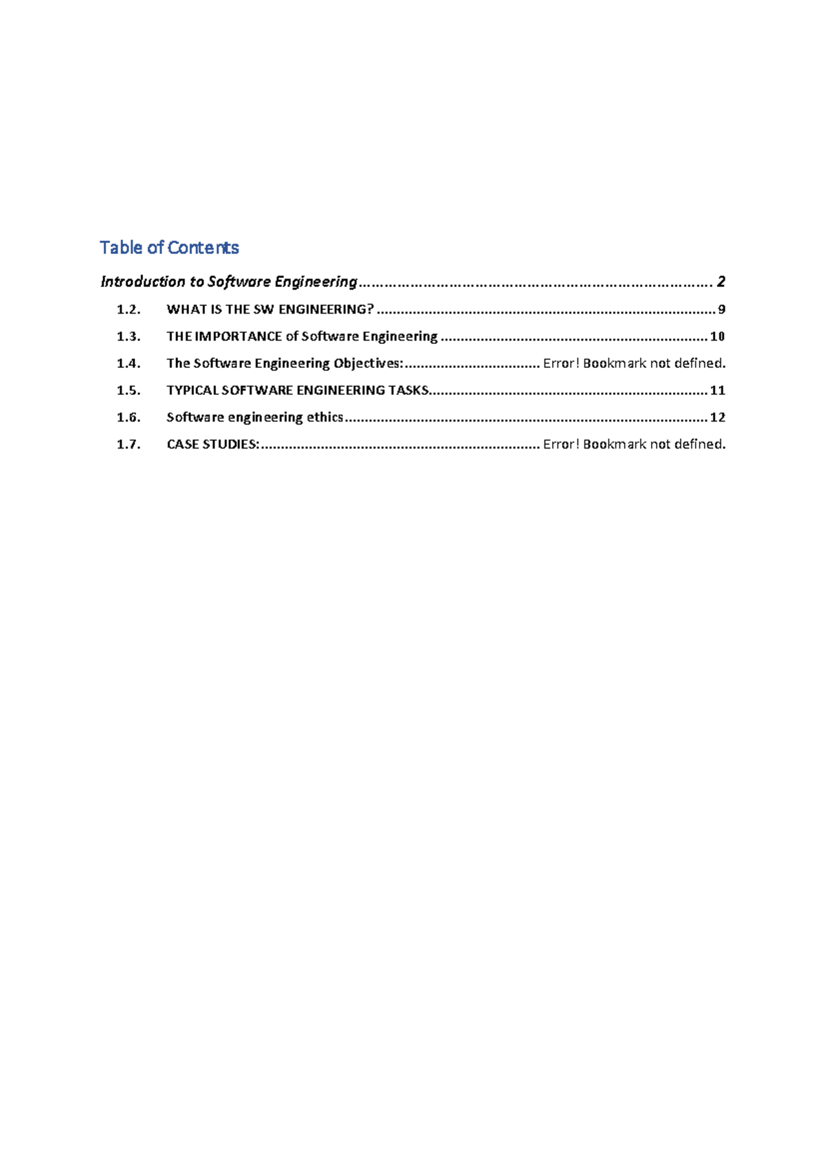 CH1 Introduction to Software Engineering - Table of Contents ...