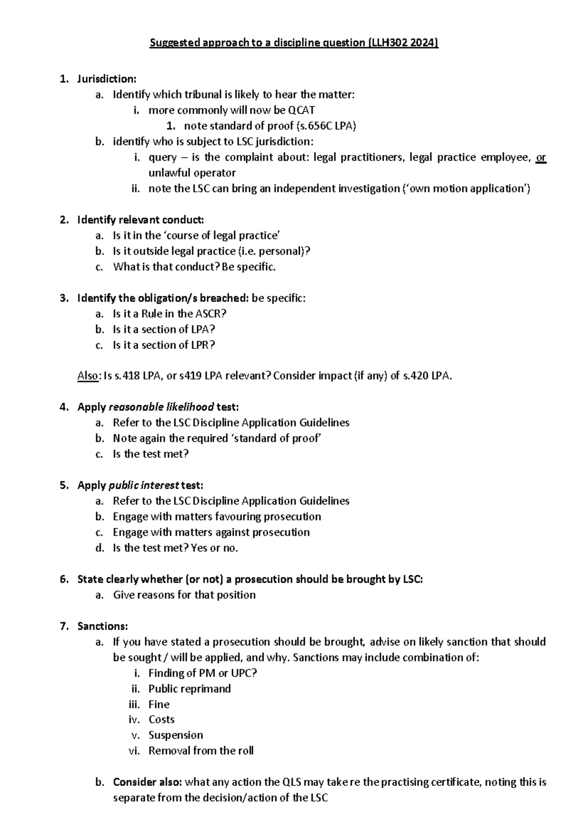 Suggested approach to a discipline question-1 - Identify which tribunal ...