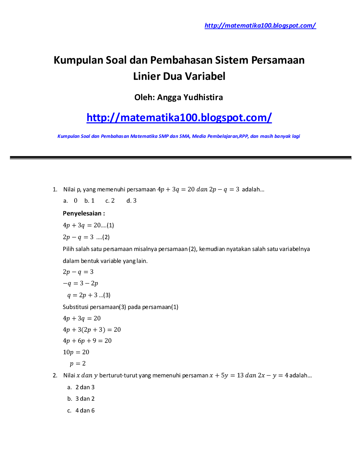 Kumpulan Soal Dan Pembahasan Sistem Pers - Kumpulan Soal Dan Pembahasan ...