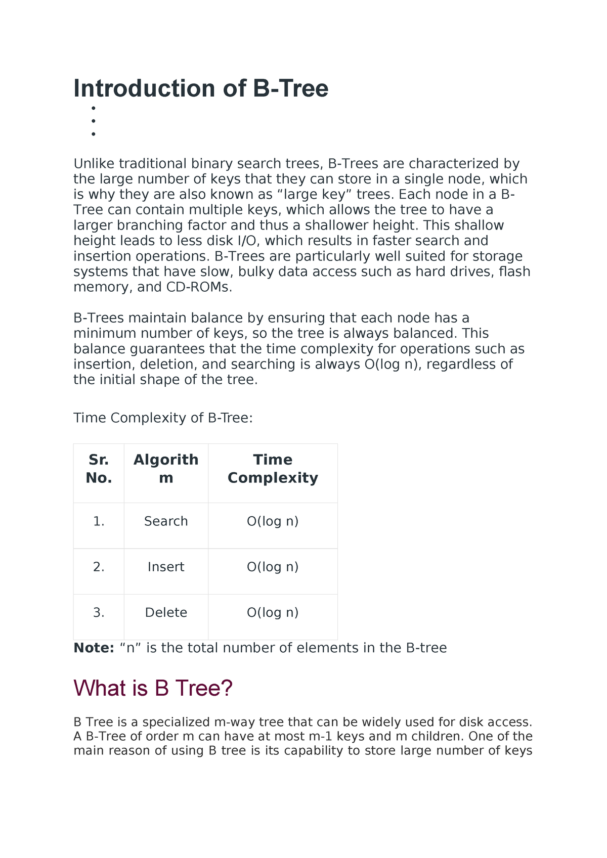 B Tree - DAA : B Tree - Introduction Of B-Tree Unlike Traditional ...