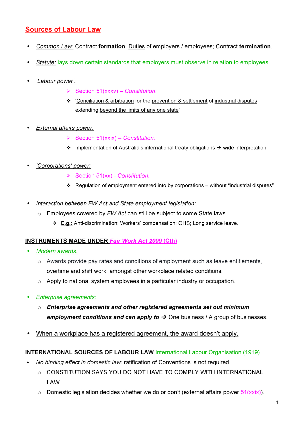 summary-complete-sources-of-labour-law-common-law-contract-duties