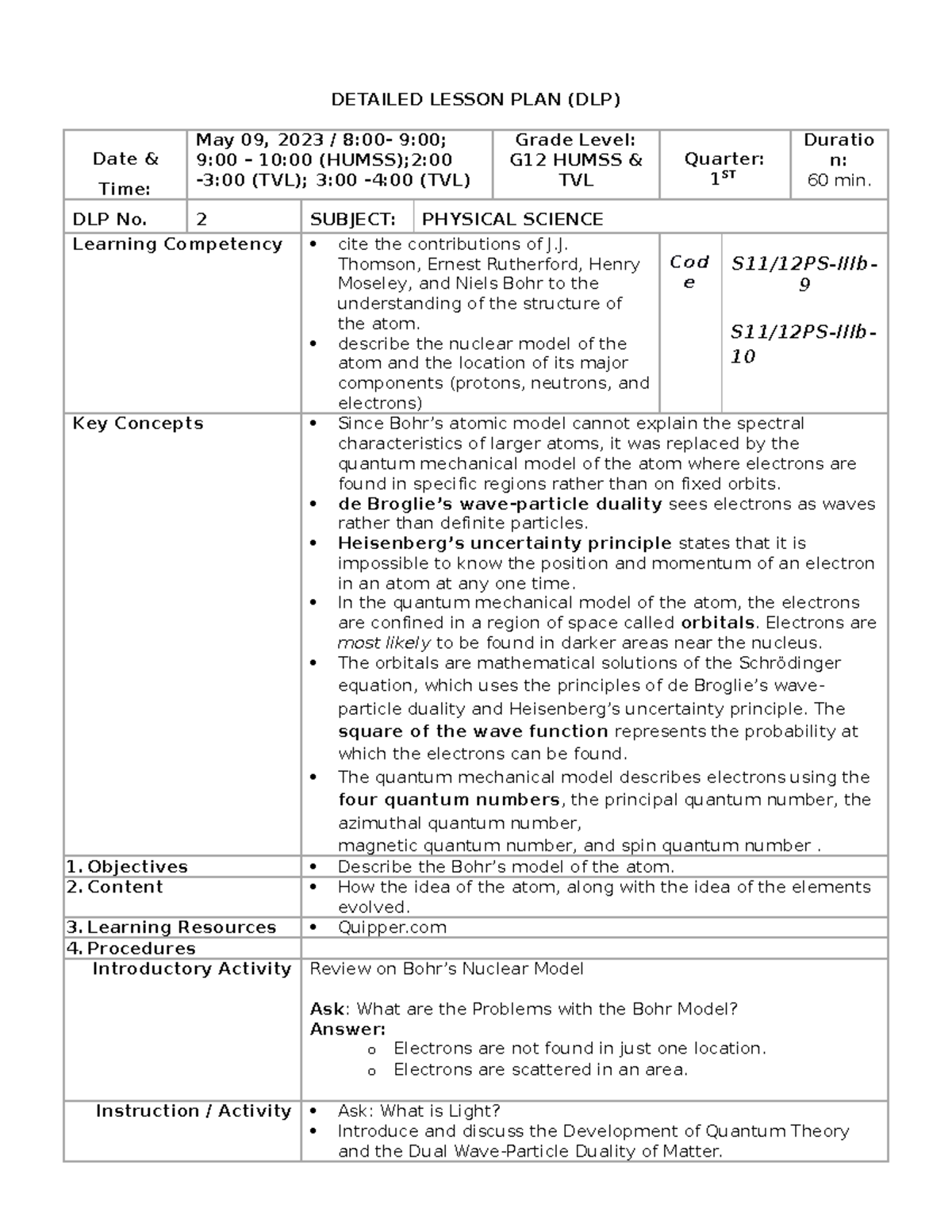 Detailed Lesson PLAN 2 - Earths water - DETAILED LESSON PLAN (DLP) Date ...