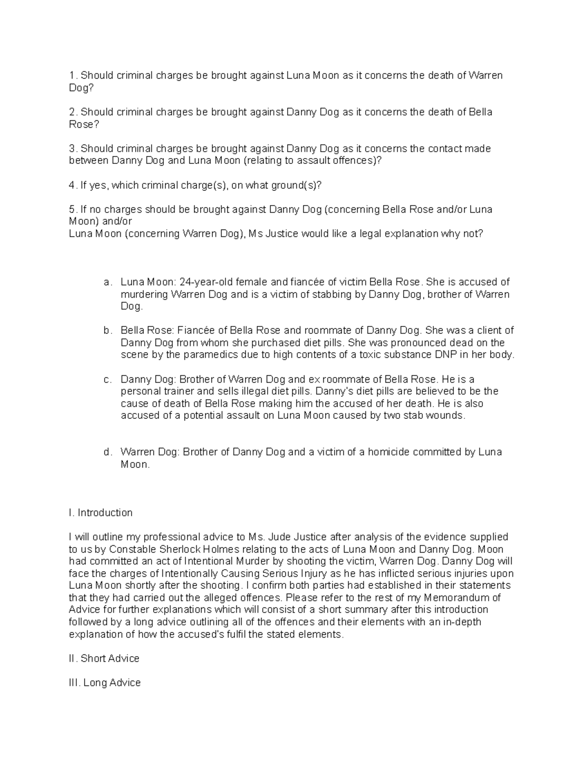 Criminal Law semester 2 assessment Should criminal charges be brought