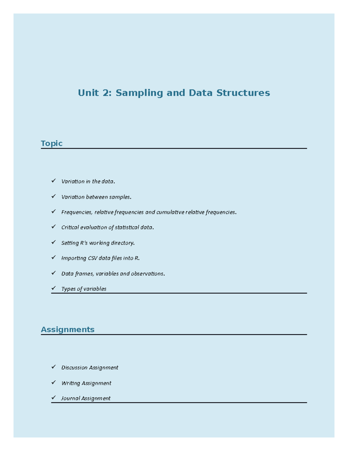 MATH 1280 Unit 2 Assignments - Unit 2: Sampling and Data Structures ...