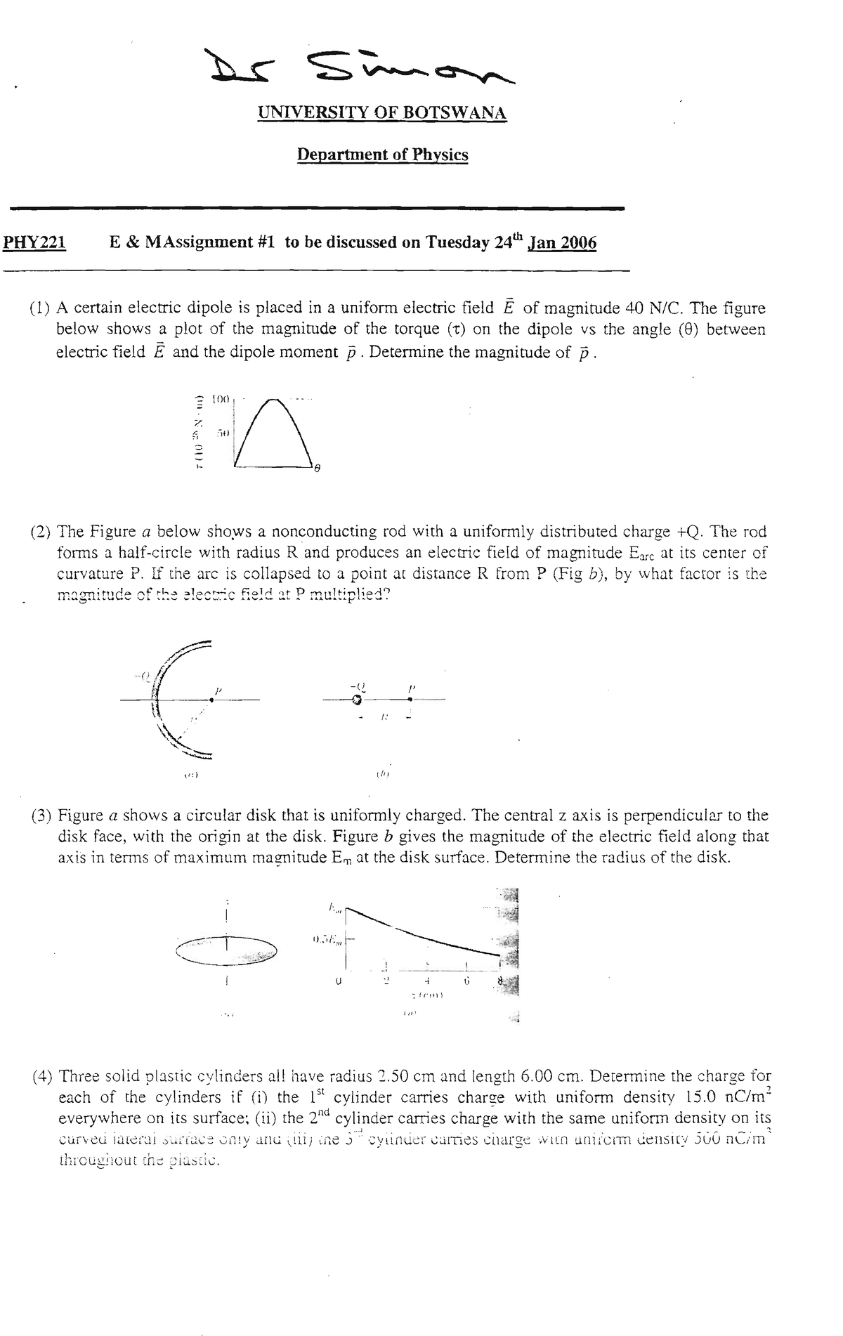 PHY221 Tutorial 1 JAN 06 - Physiccs - Studocu