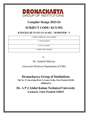 UNIT 1 CD - Lecture Notes - UNIT 1 1. What Is Translator? Differentiate ...