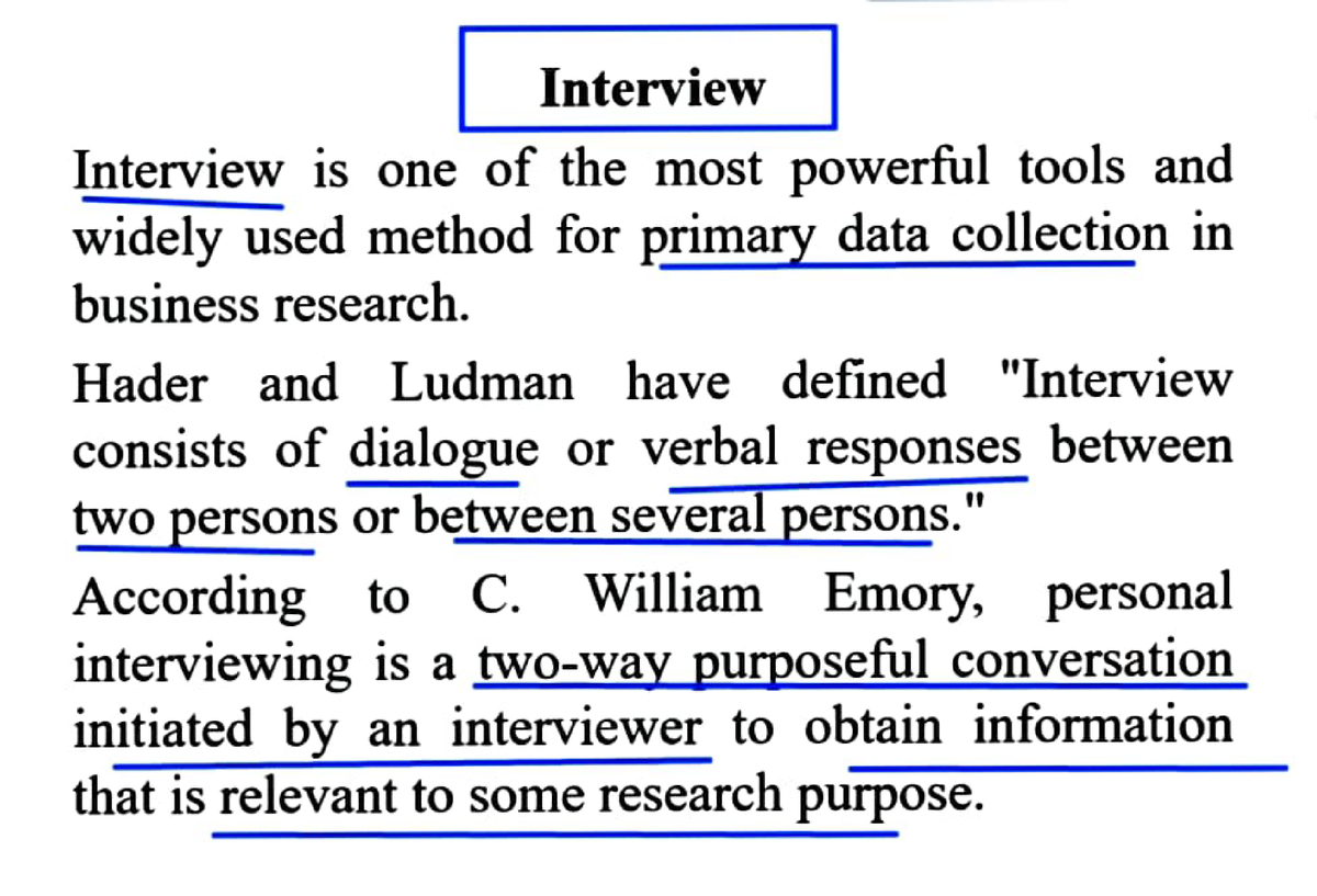 interview in business research method