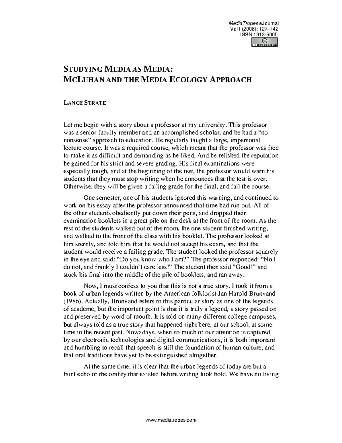 Studying Media As Media - MediaTropes eJournal Vol I (2008): 127– ISSN ...