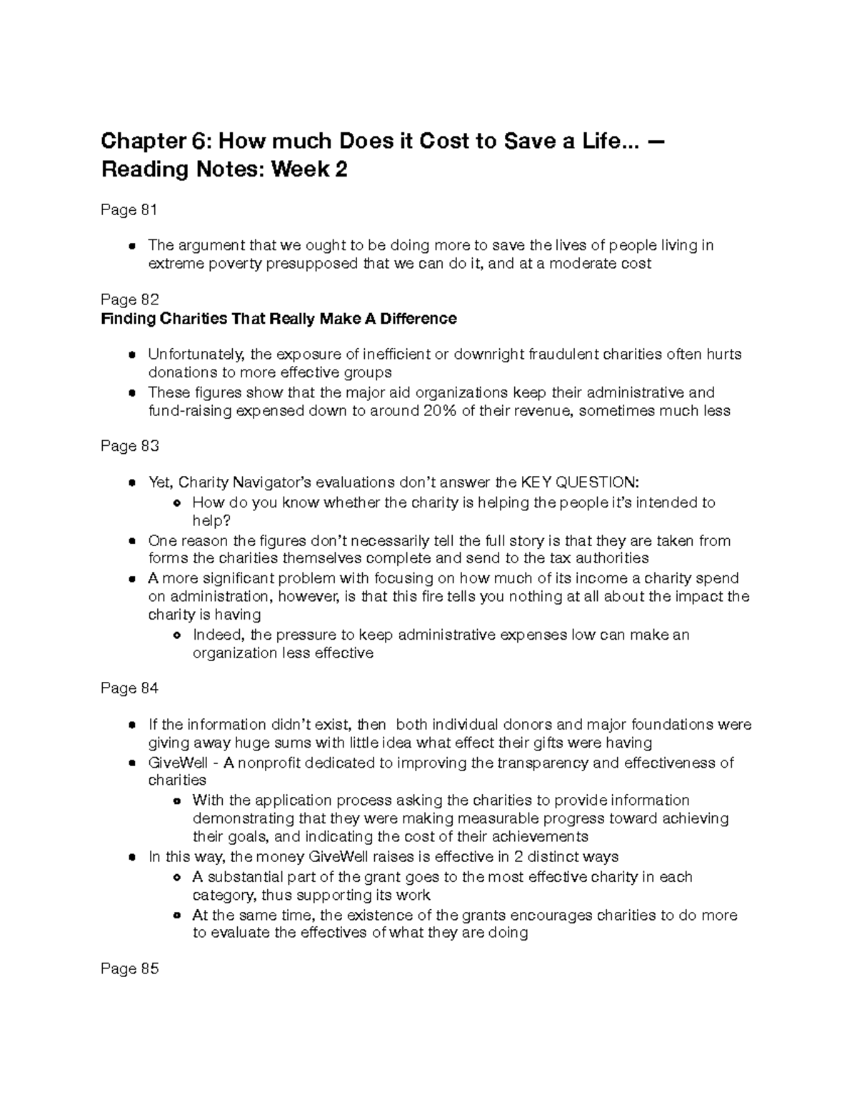 Philos 150 Ch. 6 How much Does it Cost to Save a Life... Reading