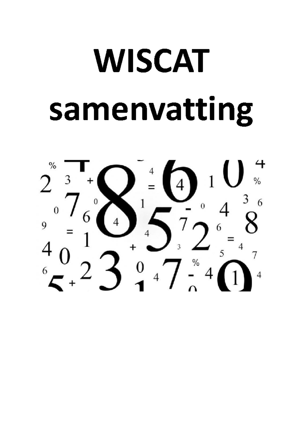 Wiscat samenvatting - WISCAT samenvatting Tafels Handig voor de wiscat ...