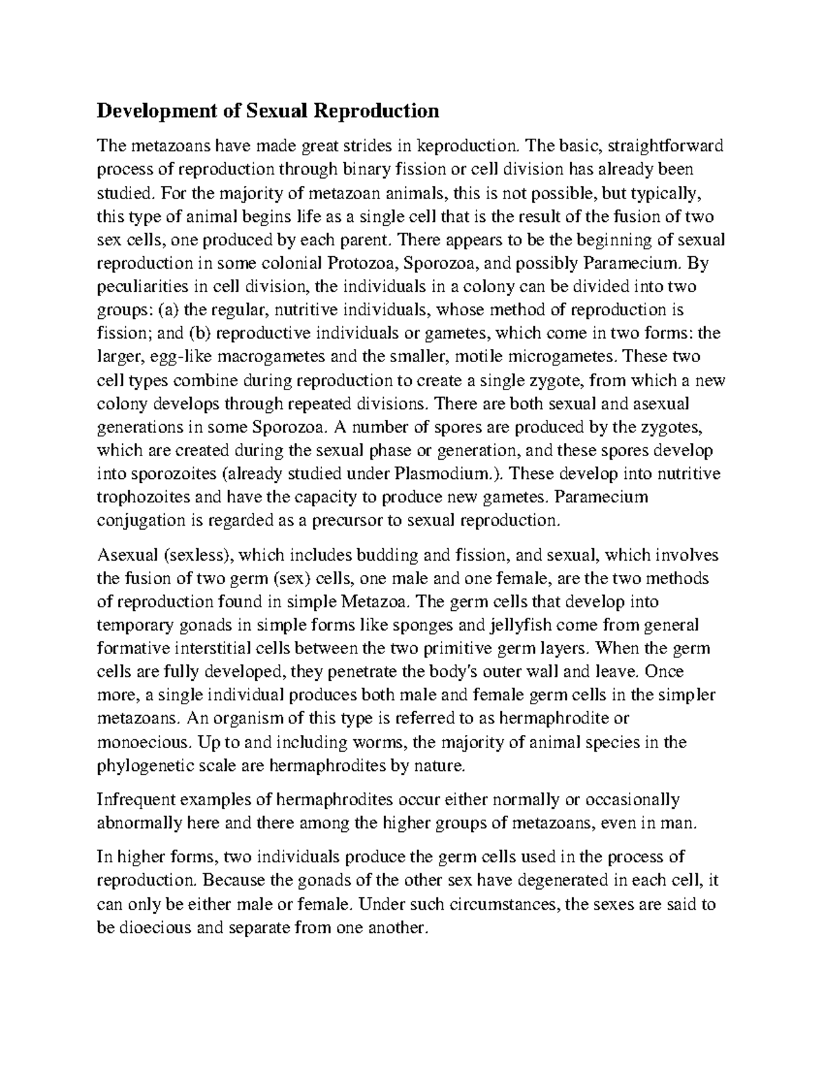 Zoology Chapter 8 [ Metazoan Organization ]part 3 - Development of ...