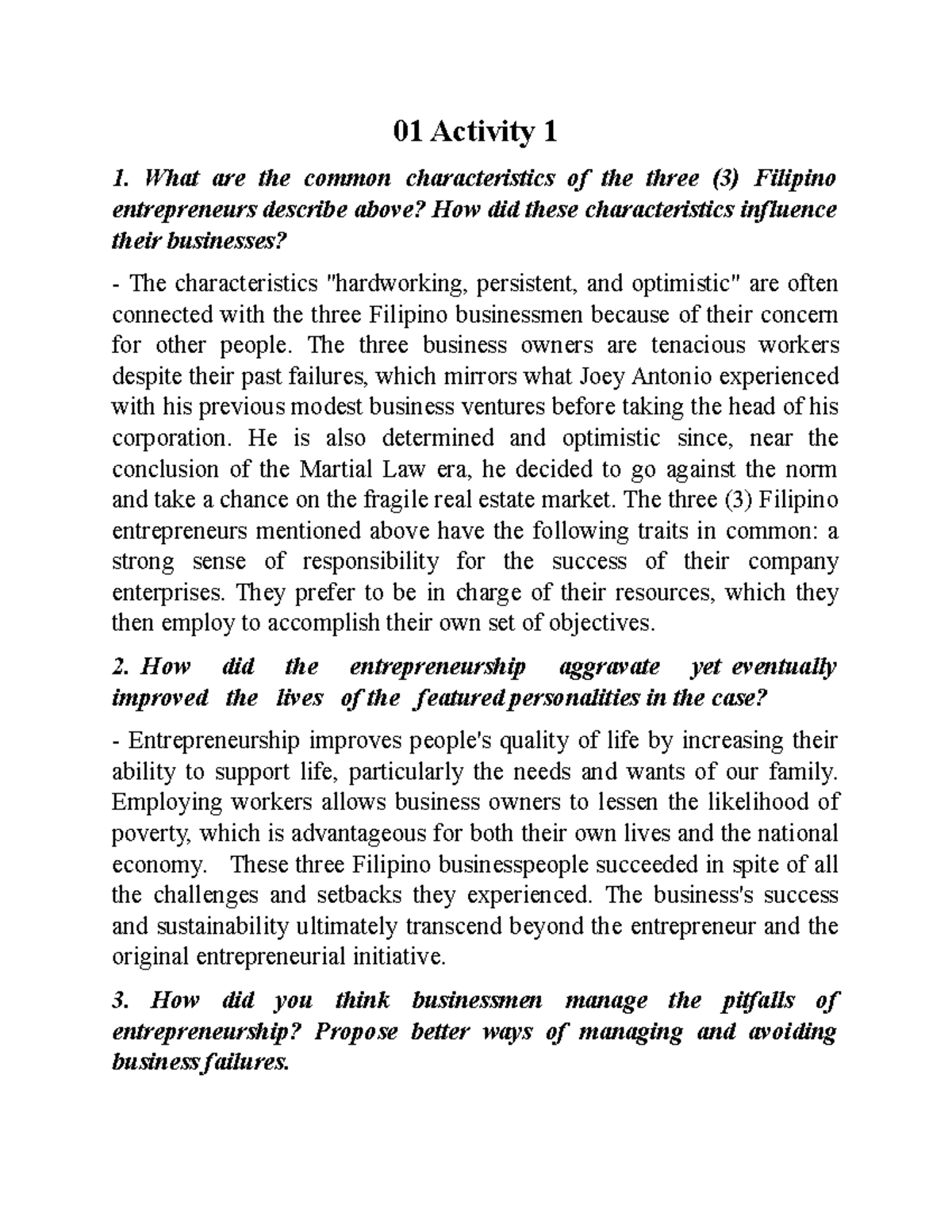 01 Activity 1 ASSIGNMENT 01 Activity 1 What Are The Common
