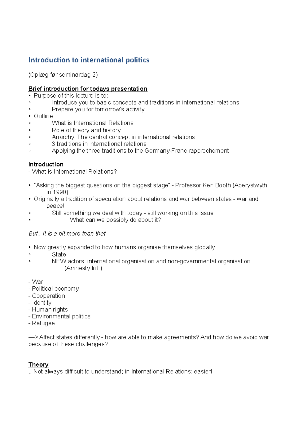Introduction to international politics - . It is a bit more than that ...