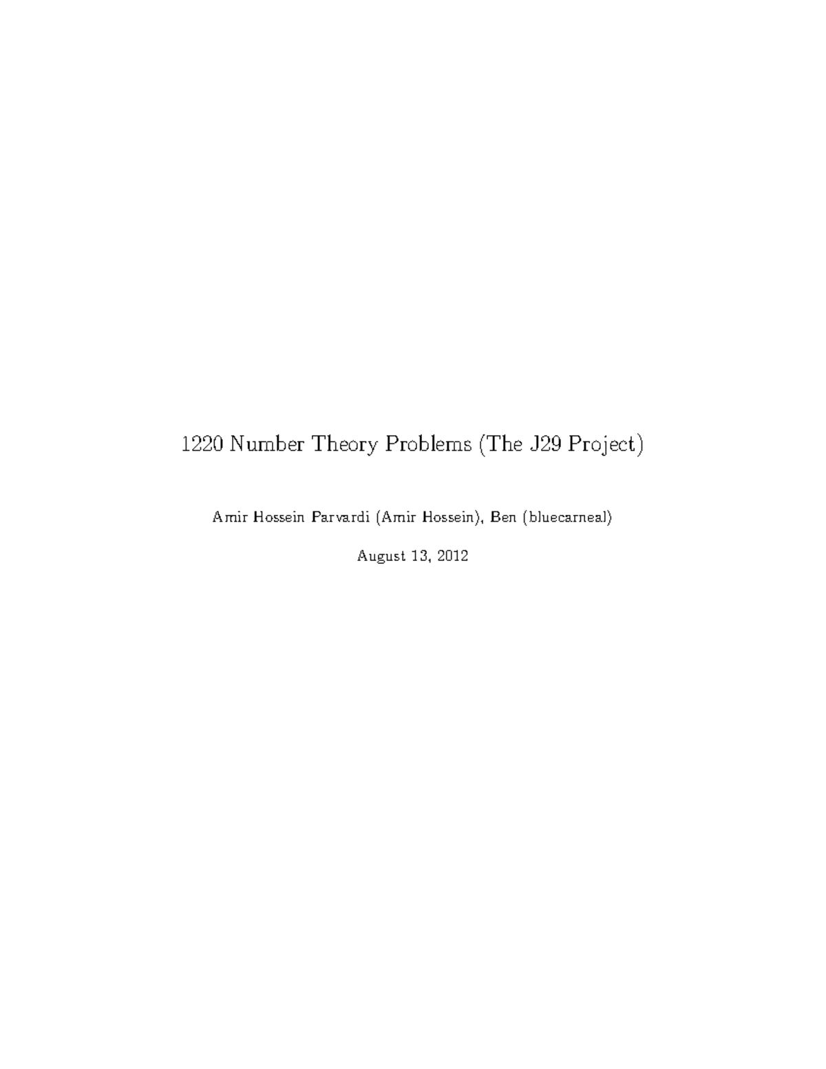 1220 Number Theory Problems - Third Edition - 1220 Number Theory ...