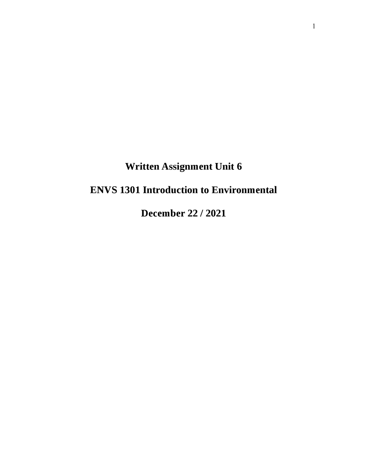 written assignment unit 6 envs 1301