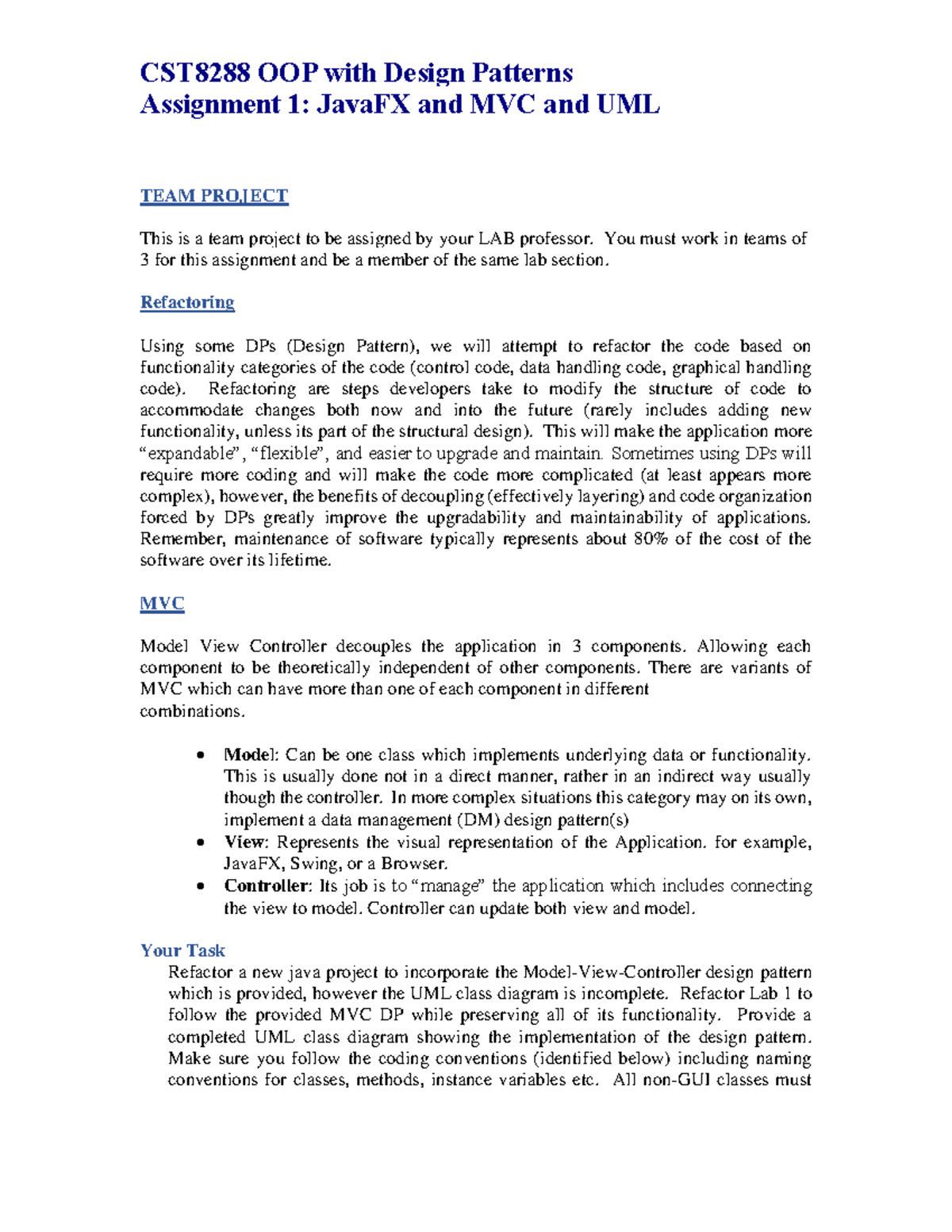 Assignment 1-W22 - CST8288 OOP with Design Patterns Assignment 1 ...