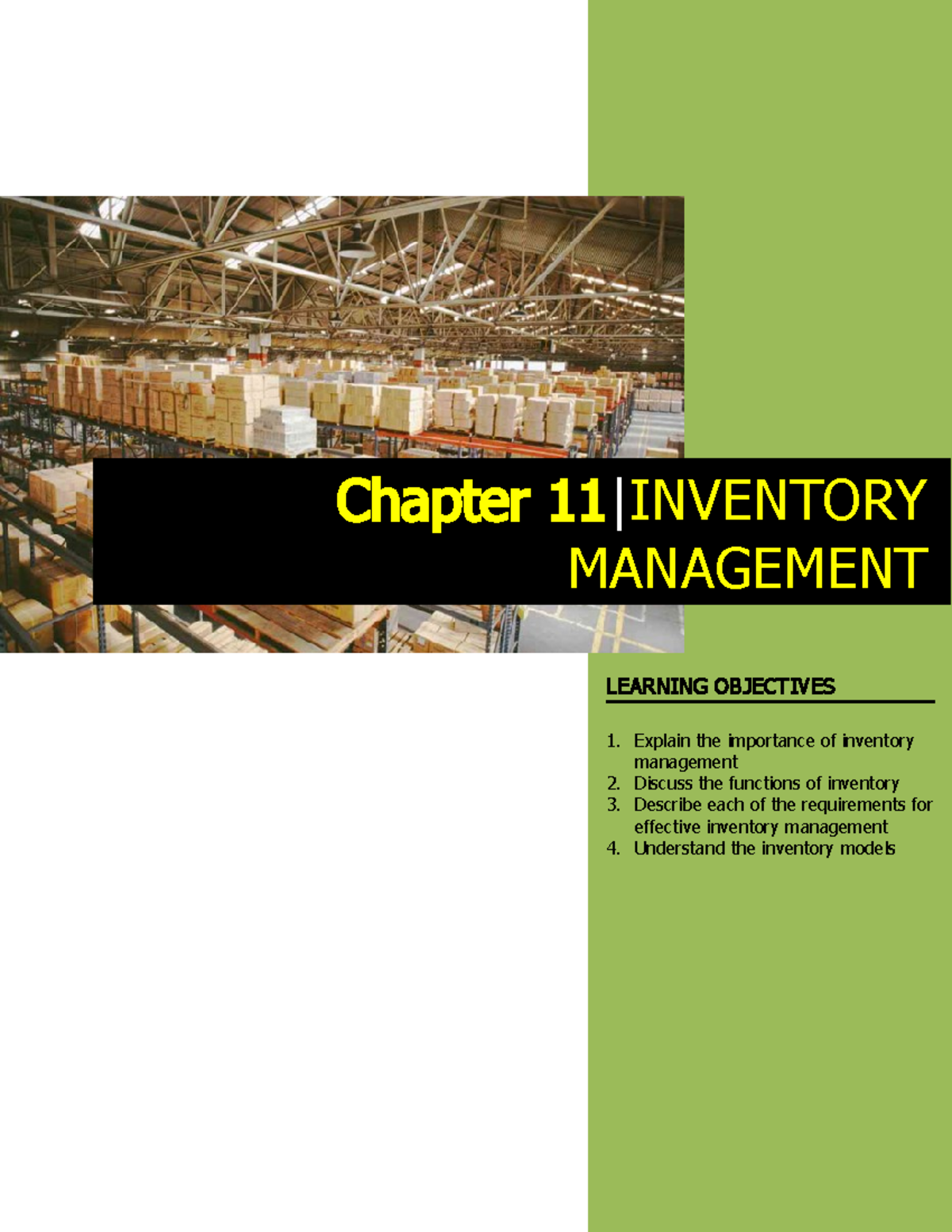 Inventory Management - Chapter 11 |INVENTORY MANAGEMENT LEARNING ...