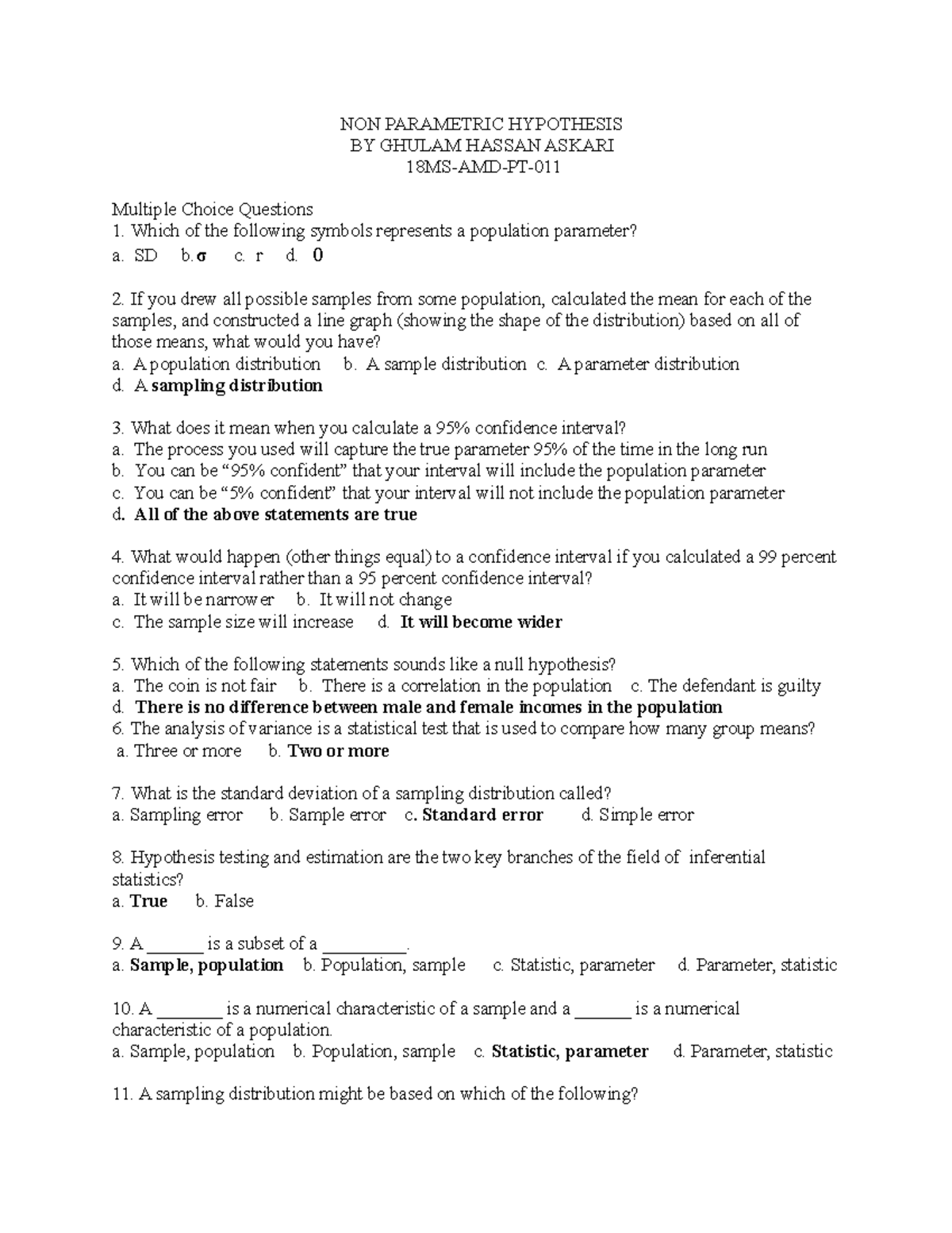 MCQ Electric Circuits (11th Edition) NON PARAMETRIC HYPOTHESIS BY