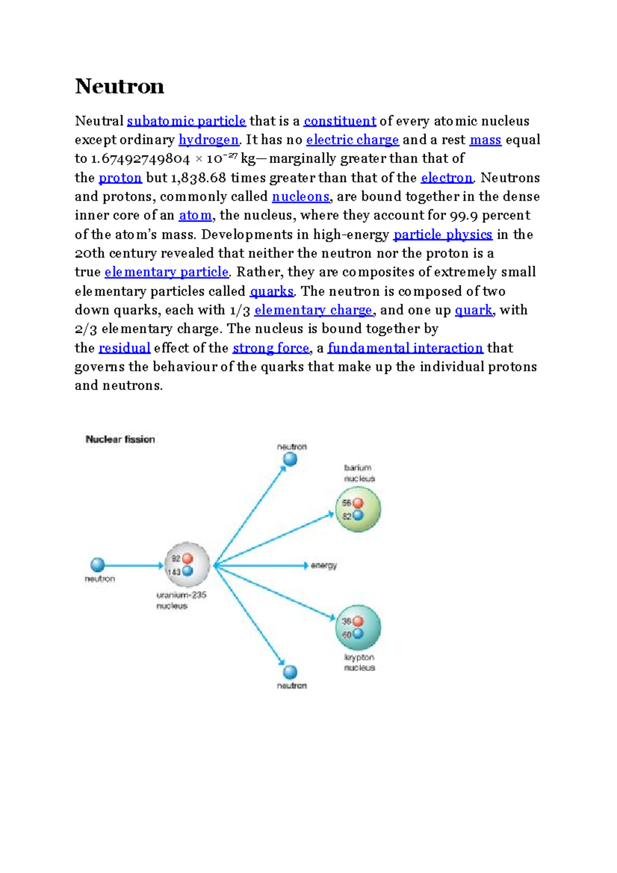 Neutron Definition Neutron Neutral subatomic particle that is a