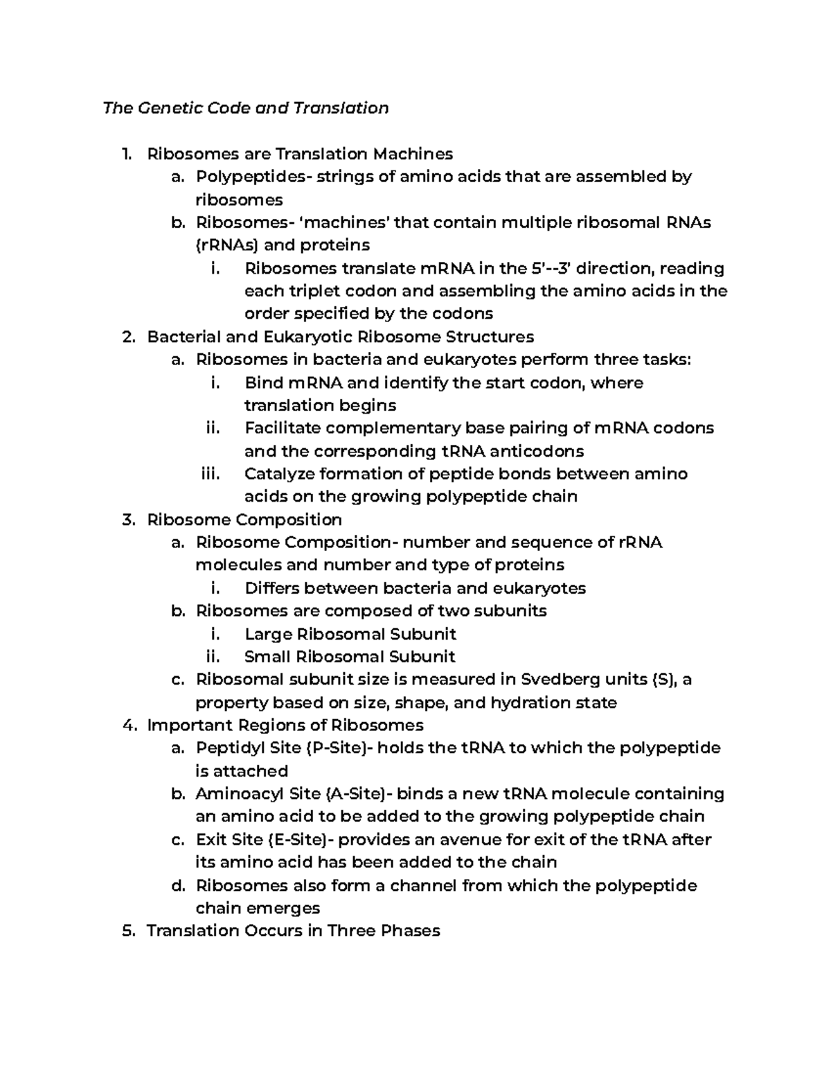Ch. 15 The Genetic Code and Translation - The Genetic Code and ...