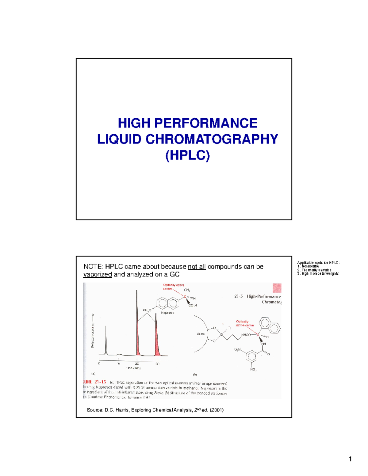 L04 HPLC CHM124 worksheet and practice problem HIGH PERFORMANCE LIQUID CHROMATOGRAPHY (HPLC