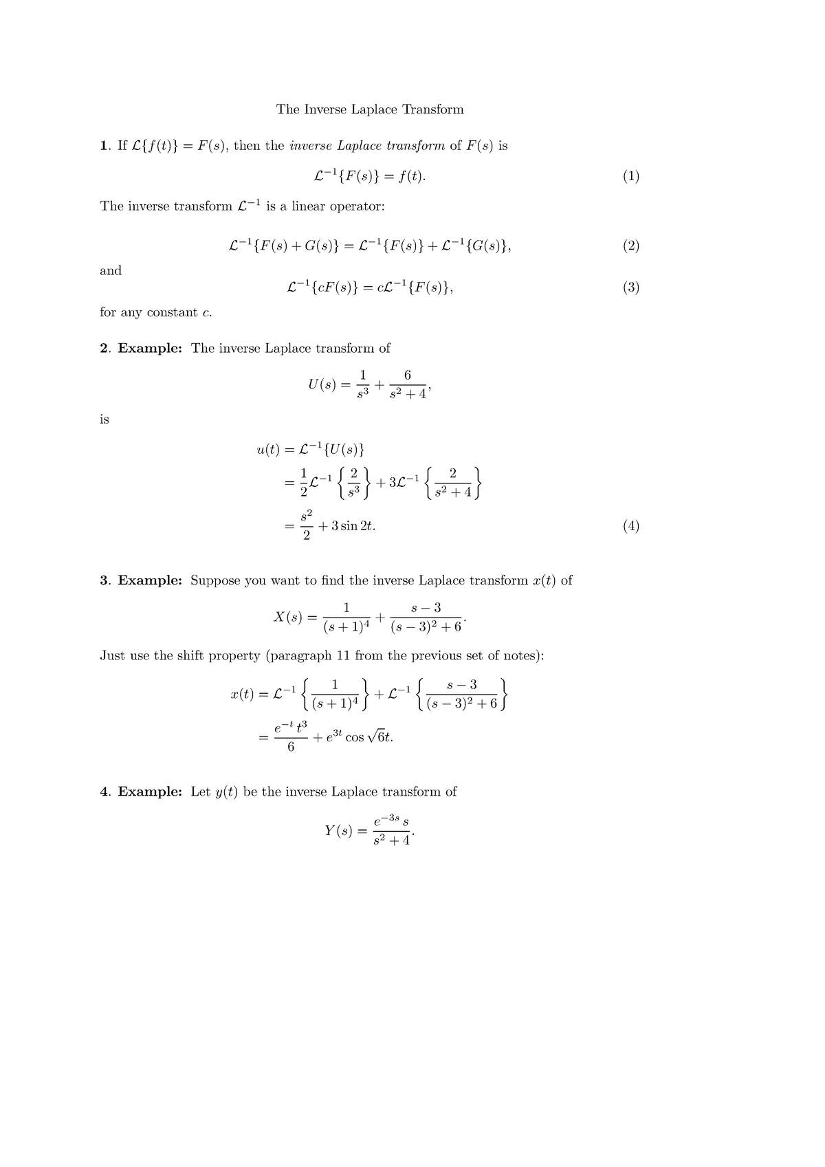 Ilaplace - Walal - The Inverse Laplace Transform If L{f (t)} = F (s 