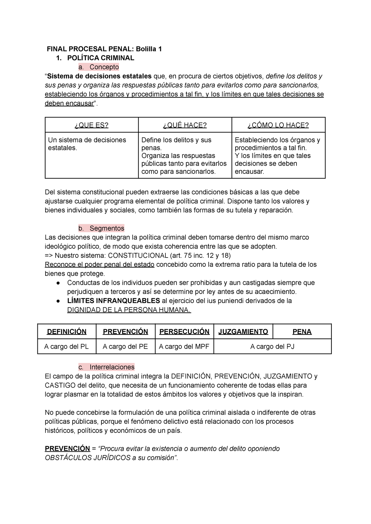 Bolilla 1 Final Procesal Penal - FINAL PROCESAL PENAL: Bolilla 1 1 ...